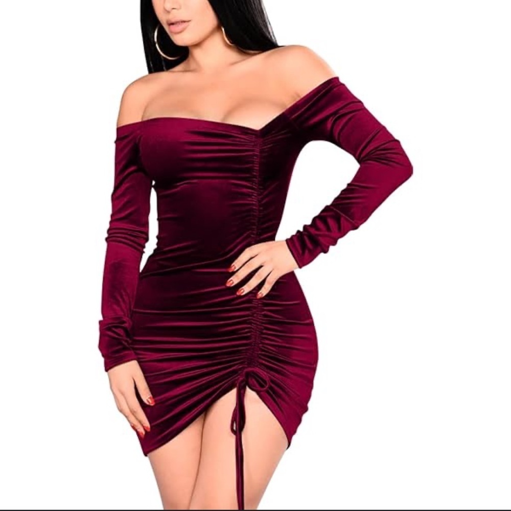 🆕 GOBLES Womens Velvet Bodycon Dress XL